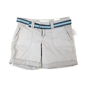 Aeropostale shorts women's 5/6 gray stretch outdoor belted NEW